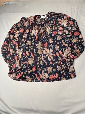 Sam Edelman NWT Kelsie Pop Long Sleeve Floral Blouse Medium Sheer with Tank